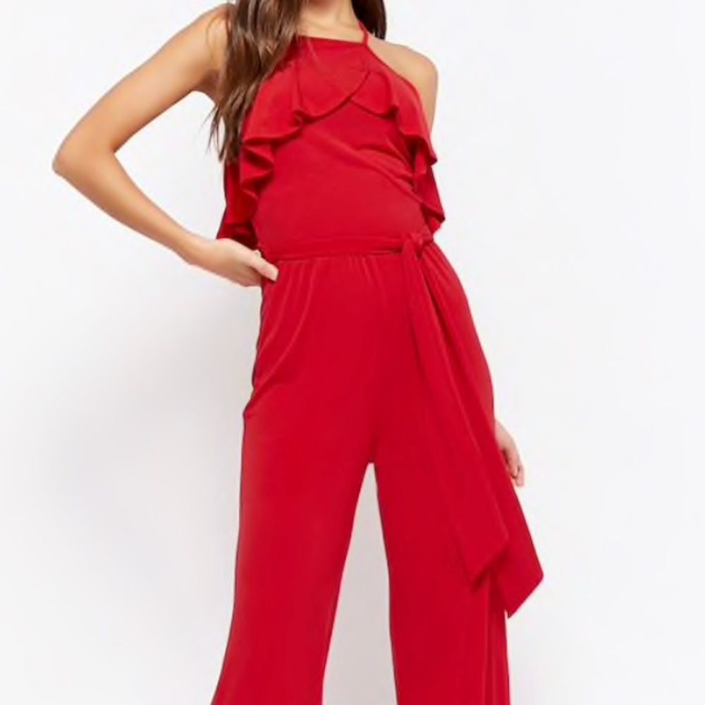 Red ruffle jumpsuit